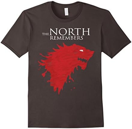 Men's G.O.T Tshirt The North Remembers Fire Wolf Large Asphalt