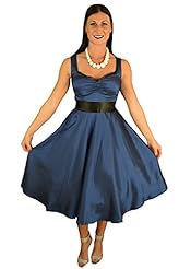 Polyester/Satin/Spandex Vintage Belted  Dress With a Ribbon  and a Sash 