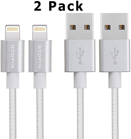 Lightning Cable,Gtopin 2 Pack 3.3ft/1m Nylon Braided Charger Cable 2.4A Fastest Charging Cable 8 Pin to USB Data Cord for iPhone 6S/6S Plus/6/6 Plus/SE/5S/5C/5,iPad/iPad Air/mini 4/3/2,iPod and More
