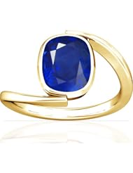 18K Yellow Gold Cushion Cut Blue Sapphire Solitaire Ring