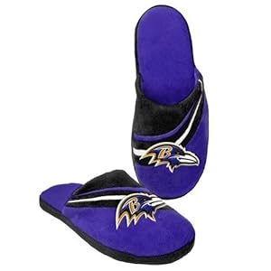 Baltimore Ravens Men's 2013 Stripe Slippers - Purple/Black (M (9-10))