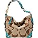 Coach Signature With Patent Carly Purse in Turquoise 11867