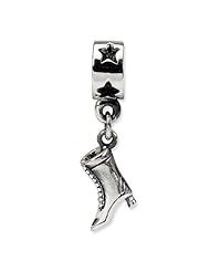 Sterling Silver s High Heel Boot Dangle Bead by Reflection Beads, Best Quality Free Gift Box Satisfaction Guaranteed