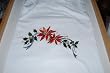 Embroidered White T with a band of Holiday Flowers Adult-L