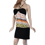 Yellow Black Halter Junior Plus Dress