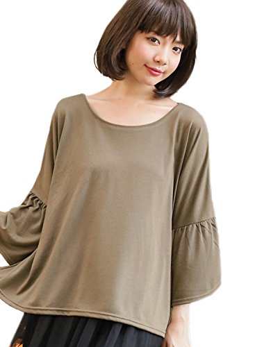 (ハッピーマリリン)A HAPPY MARILYN選べるサイズ Ｍ～５Ｌ ふんわり ゆったり とろみ 袖ギャザー入り カットソー チュニック 七分袖 半袖 大きいサイズ レディース 体型カバー443009