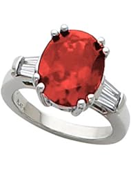 14K White Gold Chatham Created Ruby and Diamond Ring -- LIFETIME WARRANTY