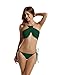 zeraca Women's High Neck Criss Cross Tie Side Bikini Swimsuits (M10, Everglade Green)