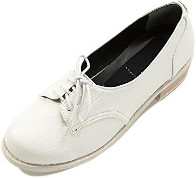 LeBunny Bleu Women's Pastel Wood Heeled Oxfords, White Leatherette, 7