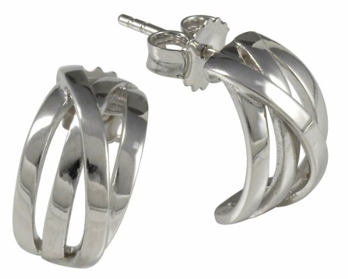 Merii Women's Creole Earrings 925 Sterling Silver Rhodium-Plated 14 mm M0521E/90/00