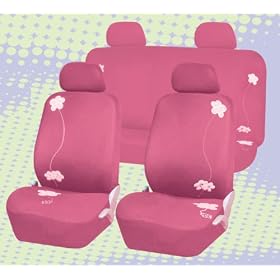 Univerisal Full Set Car Seat Covers Pink with Pink Flower Fb053