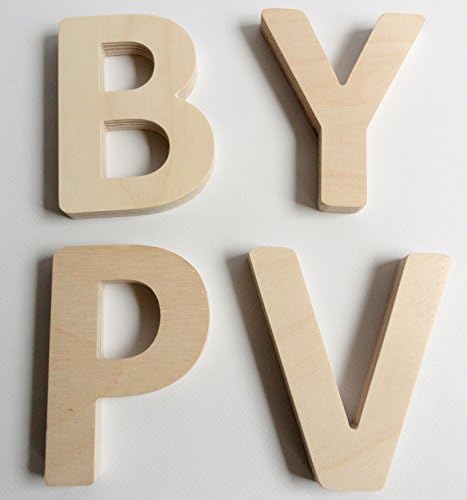 Wooden Letters Y, P, B, V. Height of Letters 4 Inches