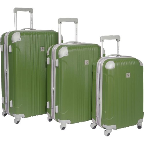 Travelers Choice Luggage Beverly Hills Country Club Malibu 3 Piece Hardside Spinner Set, Green, One Size