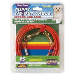 Black Friday Cheap Four Paws Orange Cable Tie-Out for Puppies and Dogs Under 25-lbs 15' length- Best Price