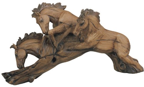 Polyresin Wood-Like Horses Figurine Figure Collectible Collection