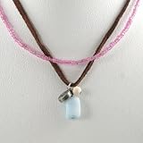 life is good Kerrie Choker Necklace with Leather and Pink Glass Beads, #kerrie_pink_