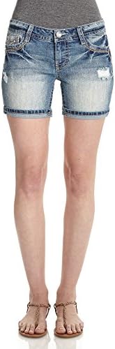 WallFlower Juniors Destructed Heavy Stitch Denim Shorts in Hayden Size: 5