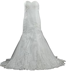 Strapless Lace Keyhole Organza Mermaid  Dress