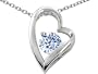 1.25 cttw 14k White Gold Plated 925 Sterling Silver and Created Round Aquamarine Heart Pendant