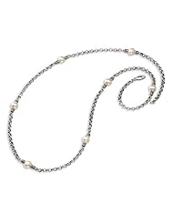 Sterling Silver w/14k Cultured Pearl 32" Necklace