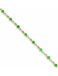 Genuine 14K Yellow Gold Diamond And Emerald Bracelet 5 Grams Of Gold 100% Satisfaction Guaranteed.