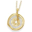 18K Diamond Layered Hexagon with Center Pave Trim Pendant