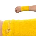 GOGO™ Thick Solid Color Wristband with Zipper / Wrist Wallet (Price for SINGLE PIECE) - Yellow