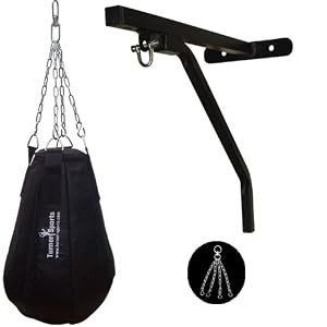 Cowhide Leather Pear Shape Maize Bag Kickboxing Punch Bags Filled With Free Chain And Punchbag Wall Bracket Heavy Duty Metal 2 Pieces With Complete Fitting Black 2 Ft