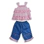 Picture Me - Infant Girls Sleeveless Jean Capri Set,Pink, Denim Blue