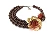 Wood Rose Necklace in Bark