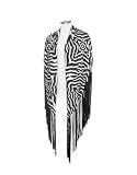 Roberto Cavalli Zebra Printed Doubled Silk Fringed Shawl