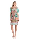 London Times Womens Printed Dolman Sleeve Blouson Dress