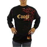 Boys Coogi urban black pullover long sleeve top. Very high quality sweater with gold logo embroidery and red leaf patter all over the shirt. Great authentic sweatshirt to go with various hip-hop styles.