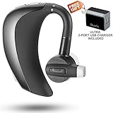Bluetooth Headset, BlueFit JAZZ M3 Hands Free Wireless Headphones with Microphone for iPhone Samsung Android