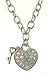 Platinum Plated Silver Cubic Zirconia Set Heart with Hanging Key Pendant