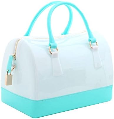 Freee Women's Jelly Bag Candy Colored Transparent Crystal White and Blue