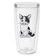 Kitty (Black & White) 16 oz Insulated Beverage Tumbler, Clear