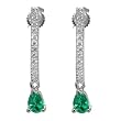 14K White Gold Emerald and Diamond Earrings