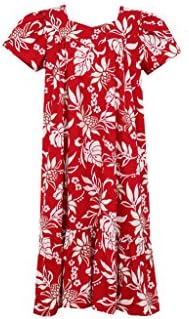 Wave Shoppe Women's Mid-Calf Red Ginger Hawaiian Muumuu Dress-3X