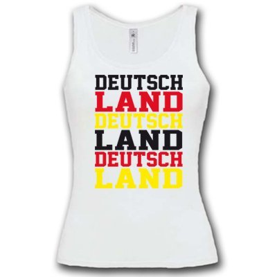 R1 – DEUTSCHLAND MOTIV 10 Damen Tank Top Weiss / Schwarz-Rot-Gelb Gr. M