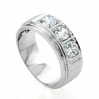 Men's Chunky Simulated Diamond CZ Silver Ring Size 10