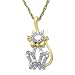14k Yellow Gold Diamond Cat Pendant (.03 cttw, I-J Color, I2-I3 Clarity), 18