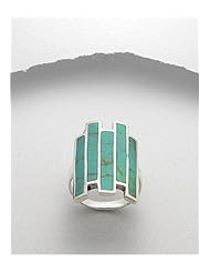 Turquoise (Light Green) Reconstructed stones Ring In 92.5 Sterling Silver