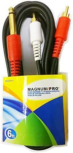 MAGNUM PRO MDJY3-1 PRO Series 6ft 1/4 Inch Mono Male Plug to Dual RCA Male Plug Cable
