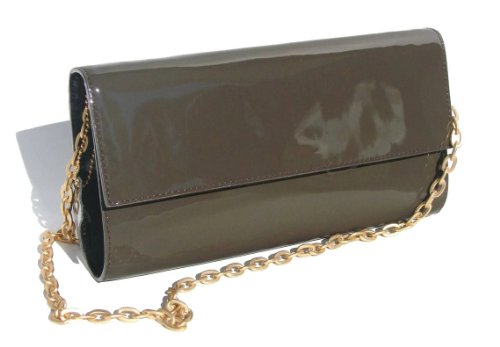 AMC Imports Gray Patent Leather Clutch Purse 