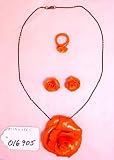 Polymer Clay Custom Jewelry 2 Piece Set with Peach Necklace, Earrings, and Bonus Ring