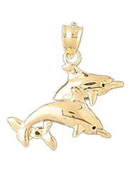 Dazzlers Solid 14 karats gold Dolphin Charm Pendant Available in three colors from jewelsberry (weights: 1.7 grams only)