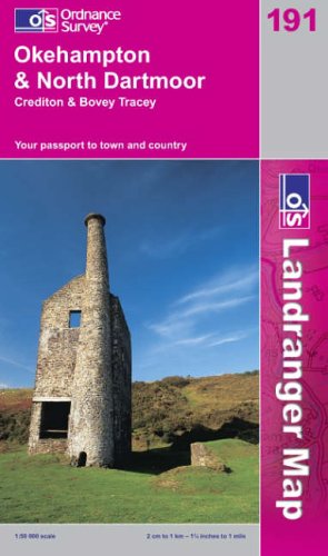 Okehampton and North Dartmoor: Crediton & Bovey Tracey (Landranger Maps No. 191)