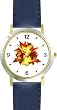 Autumn (Fall) Leaves with Two Ladybugs Kissing - WATCHBUDDY&reg; DELUXE TWO-TONE THEME WATCH - Arabic Numbers - Blue Leather Strap-Size-Large ( Men's Size or Jumbo Women's Size )