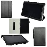 ProCase Microsoft Surface Case Ultra Slim Leather Case Cover for Microsoft Surface RT Tablet, built-in stand, elastic hand strap, and stylus loop (Black, Smart Cover)